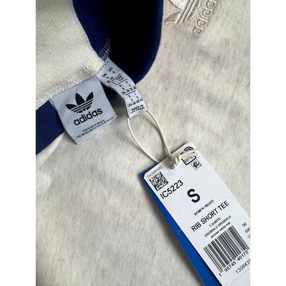 Adidas Rib Short Tee Shirt Size S - NEW - IC5223 - Picture 7 of 7